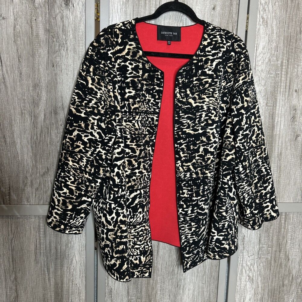 Lafayette 148 Blazer Jacket Size 22W Neoprene Animal Print Classic Career